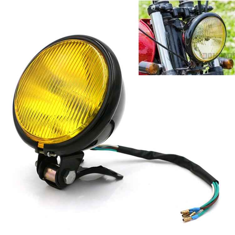 4 inch Motorcycle Black Shell Glass Retro Lamp LED Headlight Modification Accessories, 4 inch Black Shell Glass Retro Lamp