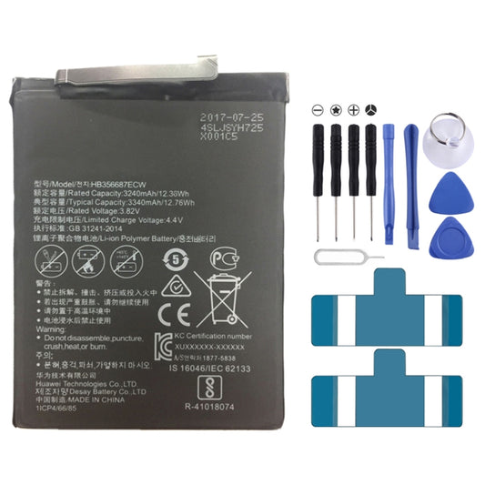 Batterie lithium-polymère 3240 mAh HB356687ECW pour Huawei Nova 2 Plus / BAC-AL00 / Honor Play 7X