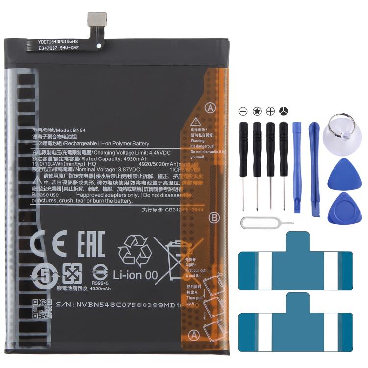 Batería de polímero de iones de litio BN54 para Xiaomi Redmi 10X 4G / Redmi Note 9