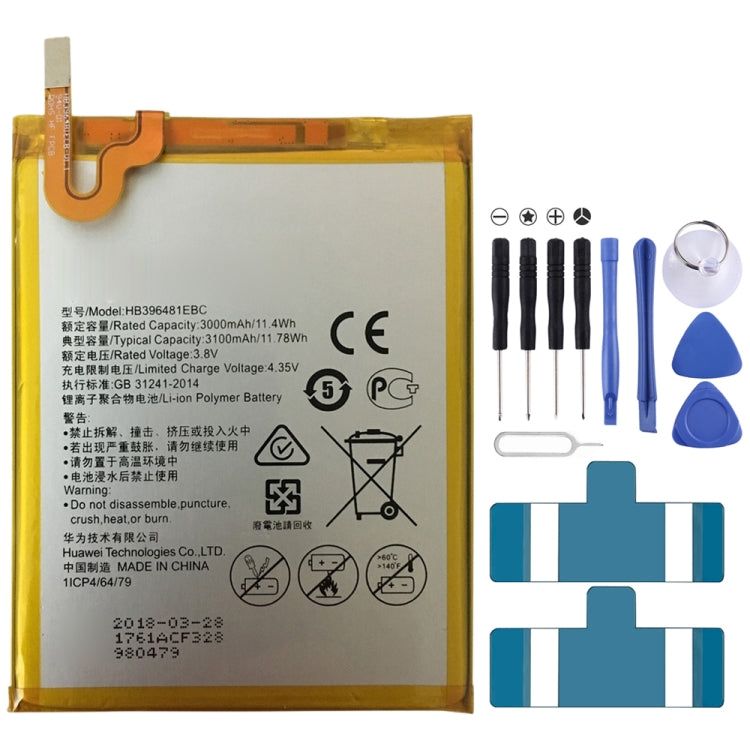 Batterie lithium-ion polymère HB396481EBC pour Huawei Ascend G7 Plus / Honor 5X / G8 / G8X / RIO L03-UL00TL00AL00