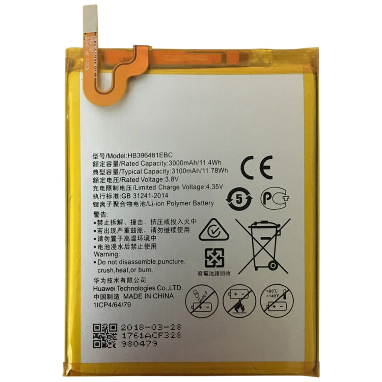 Batterie lithium-ion polymère HB396481EBC pour Huawei Ascend G7 Plus / Honor 5X / G8 / G8X / RIO L03-UL00TL00AL00