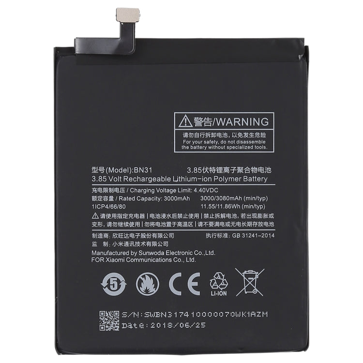 Batterie lithium-polymère 3000 mAh BN31 pour Xiaomi Mi 5X / Note 5A