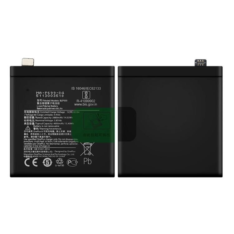 Batterie lithium-ion polymère 4000 mAh BLP699 pour OnePlus 7 Pro