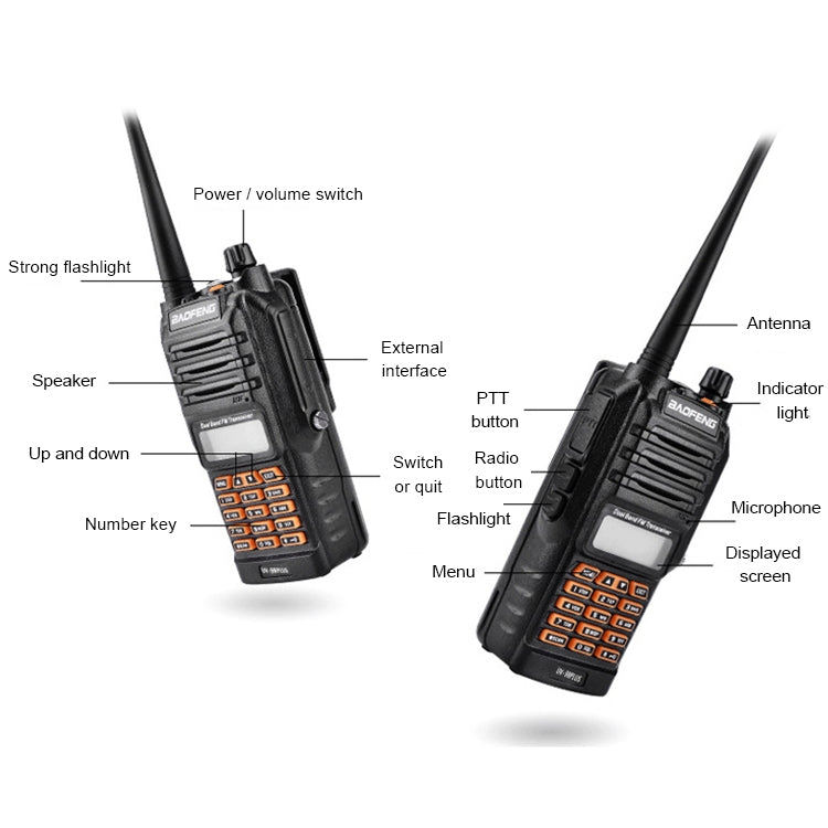 BaoFeng BF-UV9R Plus 10W Waterproof Dual Band Radio Handheld Antenna Walkie Talkie, US Plug