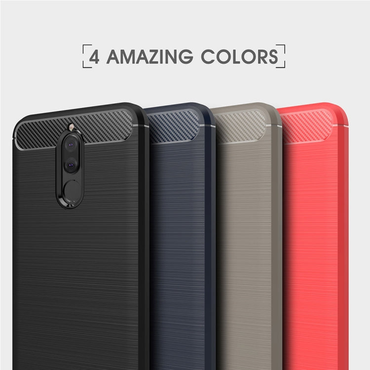 For Huawei Mate 10 Lite Brushed Carbon Fiber Texture TPU Shockproof Anti-slip Soft Protective Back Cover Case