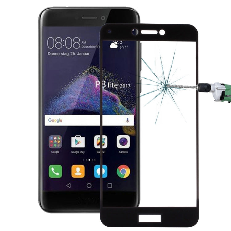 Película de vidrio templado de pantalla completa a prueba de explosiones con dureza superficial 9H de 0,26 mm para Huawei P8 Lite (2017)