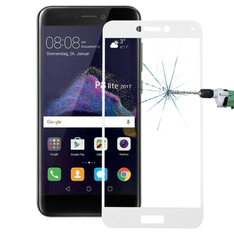 Película de vidrio templado de pantalla completa a prueba de explosiones con dureza superficial 9H de 0,26 mm para Huawei P8 Lite (2017)