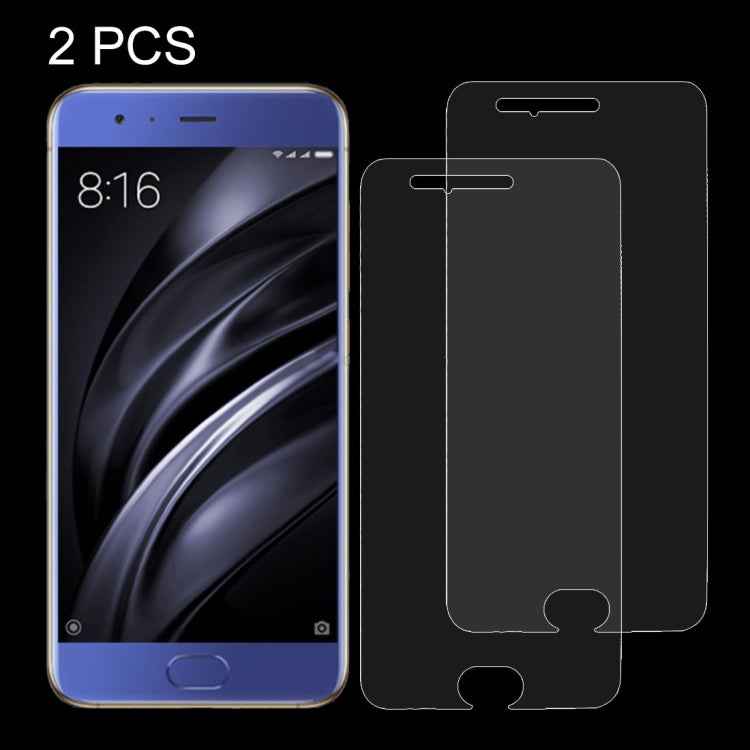 2 PCS for Xiaomi Mi 6 0.26mm 9H Surface Hardness Explosion-proof Non-full Screen Tempered Glass Screen Film, For Mi 6