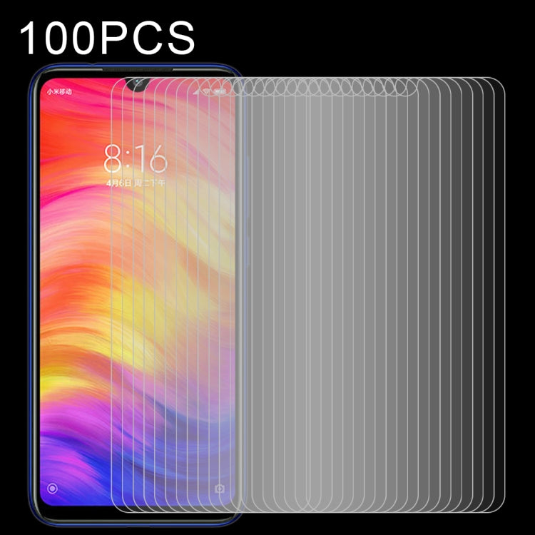 Película de vidrio templado 9H 2.5D de 0,26 mm para Xiaomi Redmi Note 7 (100 unidades)