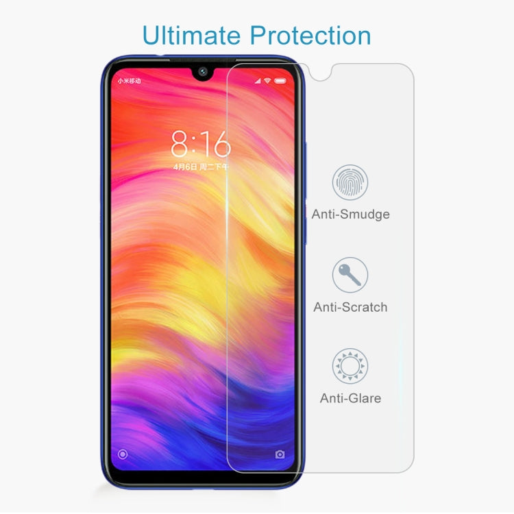 Película de vidrio templado 9H 2.5D de 0,26 mm para Xiaomi Redmi Note 7 (100 unidades)