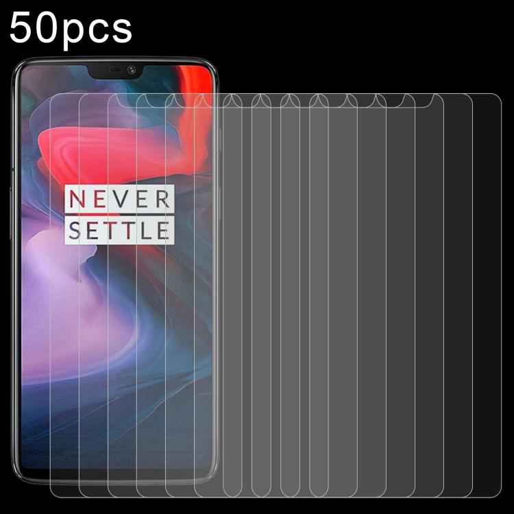 50 PCS 0.26mm 9H 2.5D Tempered Glass Film for OnePlus 6