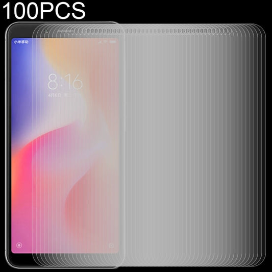 100 películas de vidrio templado de 0,26 mm, 9H, 2,5D, para Xiaomi Redmi 6