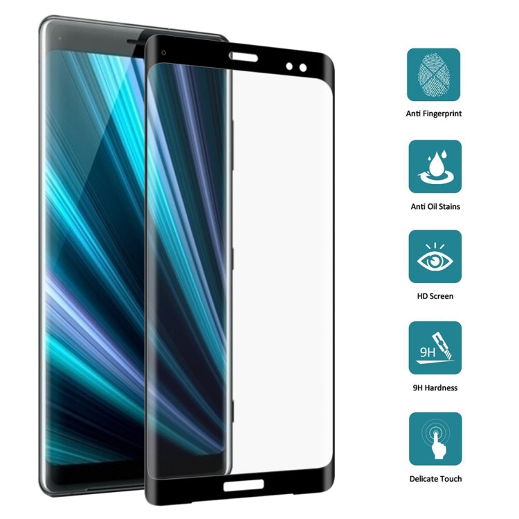 0.3mm 9H Surface Hardness 3D Curved Edge Full Screen Tempered Glass Film for Sony Xperia XZ3, For Sony Xperia XZ3 (0.3mm)(1 PC)