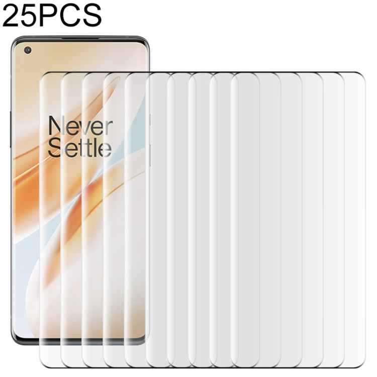 25 PCS For OnePlus 8 Pro 9H 9D Curved Edge Tempered Glass Film