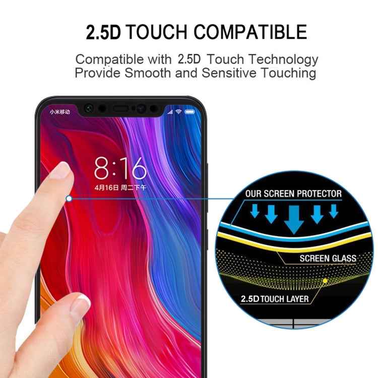 0.26mm 9H 2.5D Tempered Glass Film for Xiaomi Mi 8, For Mi 8(Black)