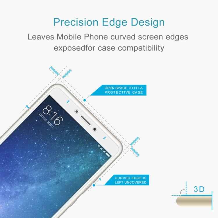 100 PCS for Xiaomi Mi Max 2 0.3mm 9H Surface Hardness 2.5D Explosion-proof Non-full Screen Tempered Glass Screen Film