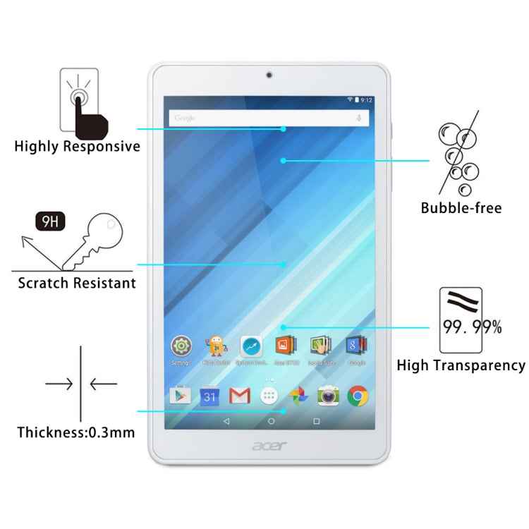 0.3mm 9H Full Screen Tempered Glass Film for Acer Iconia One 8 B1-850