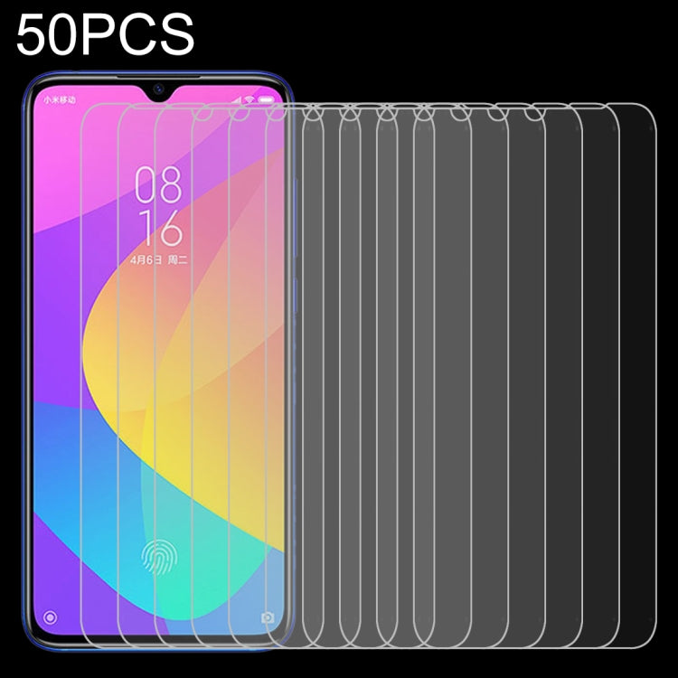 50 PCS 0.26mm 9H 2.5D Tempered Glass Film for Xiaomi Mi CC9, For Xiaomi Mi CC9 (50 PCS)