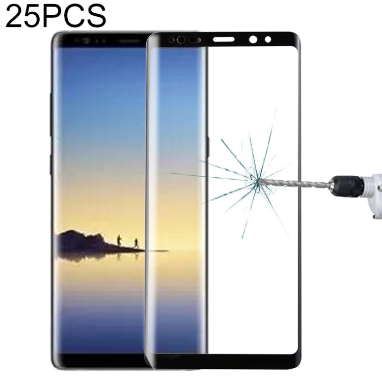25 PCS For Galaxy Note 8 0.3mm 9H Surface Hardness 3D Curved Silk-screen Full Screen Tempered Glass Screen Protector, For Galaxy Note 8 (25 PCS), For Galaxy Note 8, Silk-screen