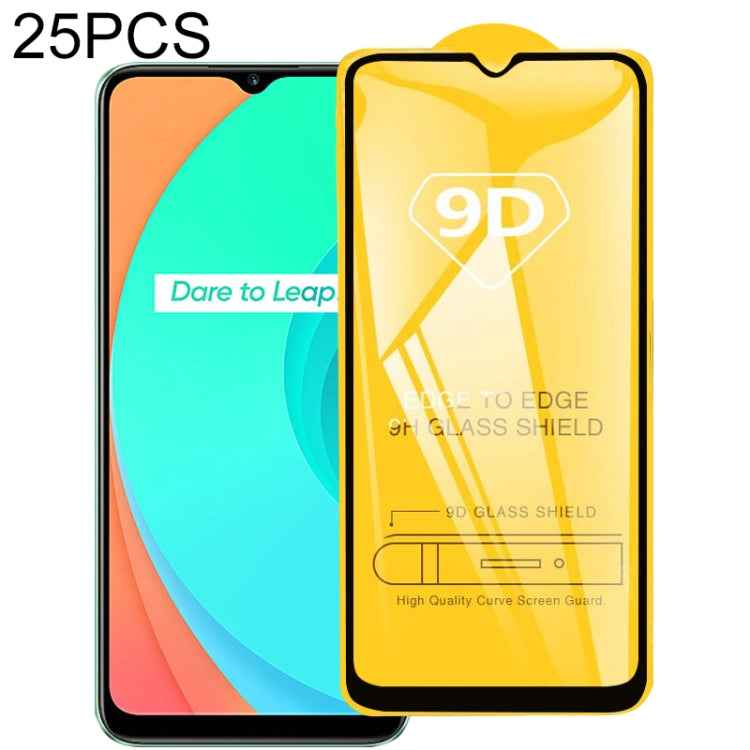For Realme C11 / vivo Y56 25 PCS 9D Full Glue Full Screen Tempered Glass Film