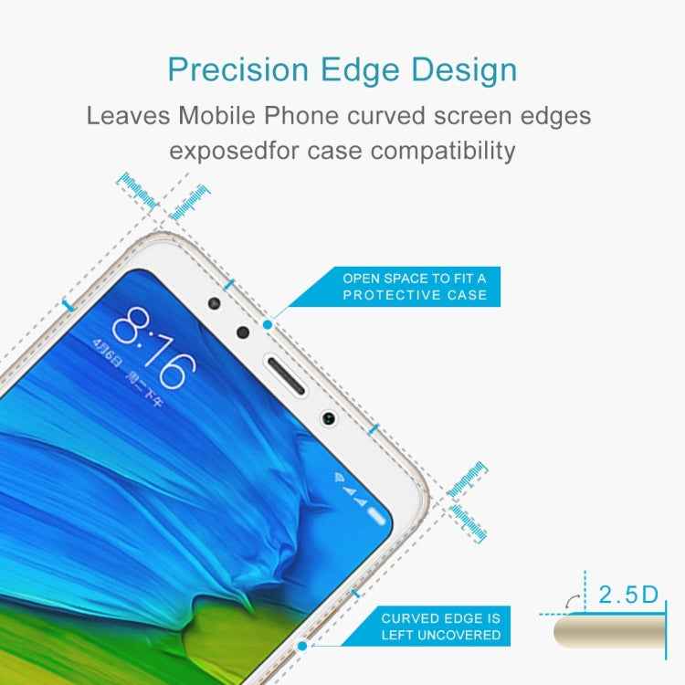 50 PCS for Xiaomi Redmi 5 0.26mm 9H Surface Hardness 2.5D Explosion-proof Tempered Glass Screen Film, No Retail Package