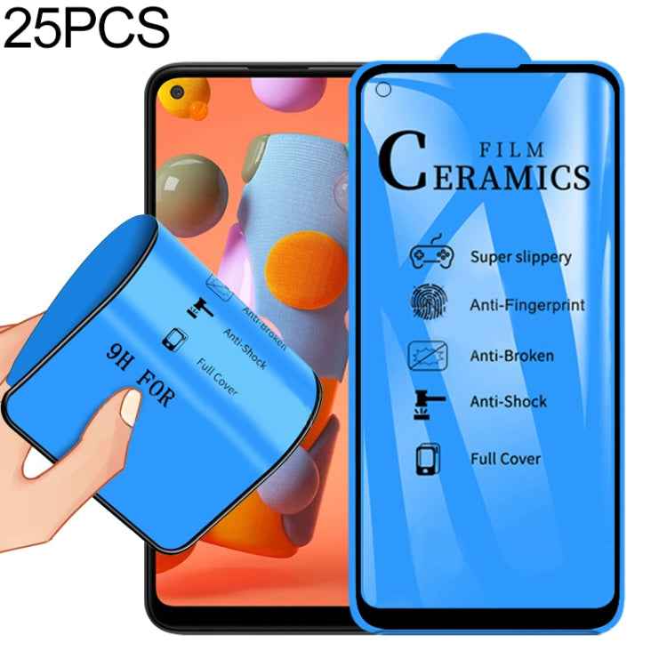 25 PCS For Samsung Galaxy A11 / M11 / Motorola Moto G8 2.5D Full Glue Full Cover Ceramics Film