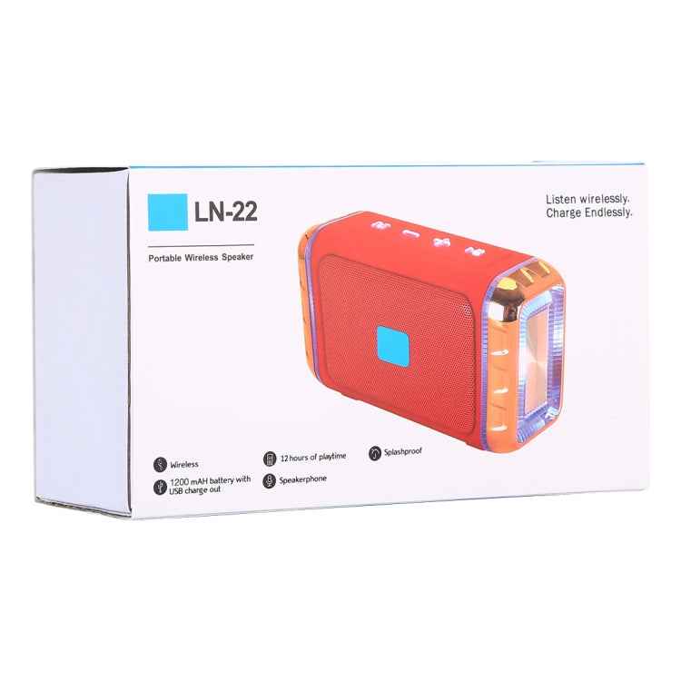 LN-22 DC 5V Portable Wireless Speaker with Hands-free Calling & Dual Colorful LED Light, Support USB & TF Card & 3.5mm Aux