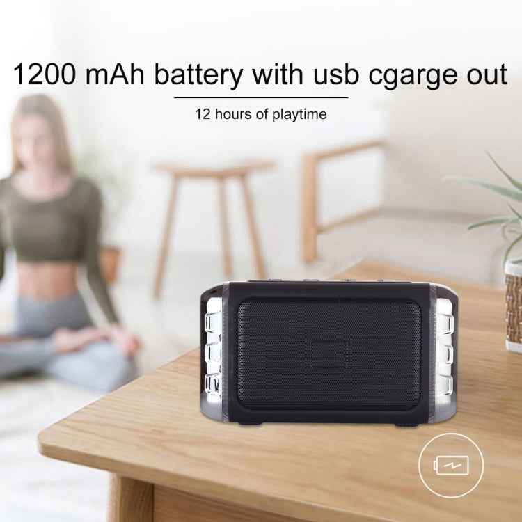 LN-22 DC 5V Portable Wireless Speaker with Hands-free Calling & Dual Colorful LED Light, Support USB & TF Card & 3.5mm Aux