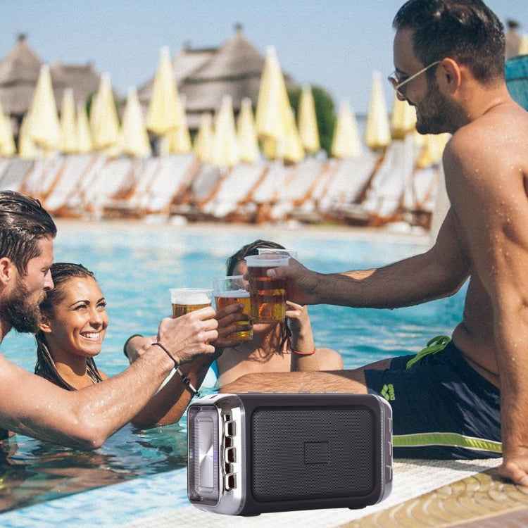 LN-22 DC 5V Portable Wireless Speaker with Hands-free Calling & Dual Colorful LED Light, Support USB & TF Card & 3.5mm Aux