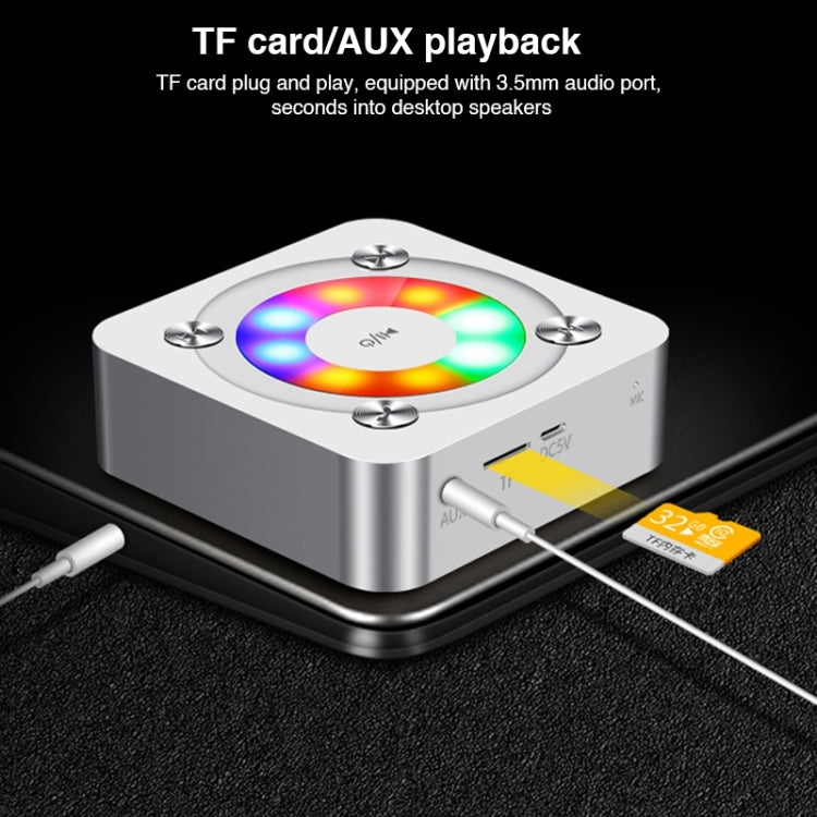 A9 Portable Bluetooth Stereo Speaker with Built-in MIC & Light, Support Hands-free Calls & TF Card & AUX IN, Bluetooth Distance: 10m, with Light(Rose Gold), with Light(Gold), with Light(Black)