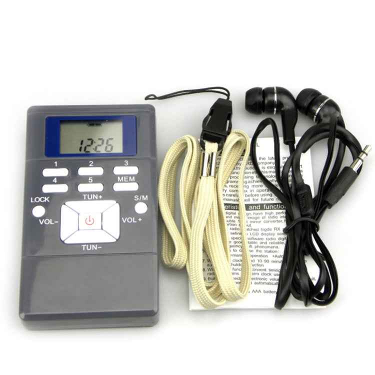 Portable Mini Frequency Modulation Digital LCD Display Radio Receiver with Earphone Jack & Lanyard