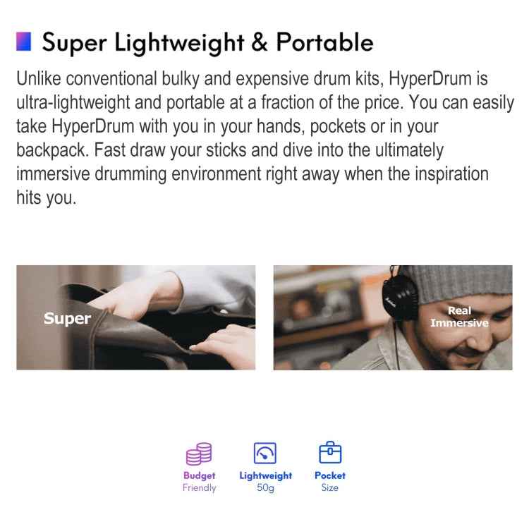 Hyperdrum Somatosensory Virtual Drum Kit Smart Portable Musical Instrument