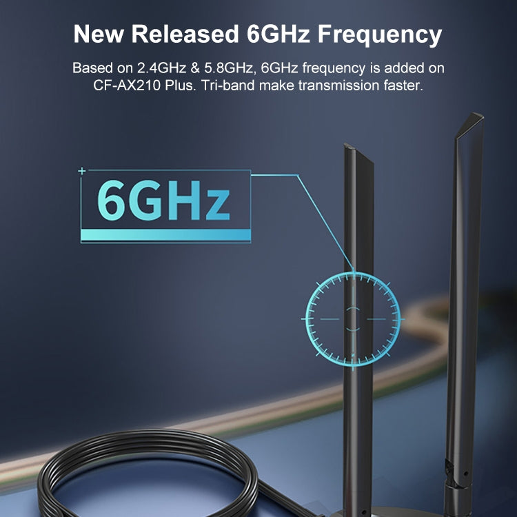 COMFAST CF-AX210 PLUS 5374Mbps Tri-band + Bluetooth 5.2 Wireless WiFi6E PCI-E Network Card, CF-AX210 PLUS