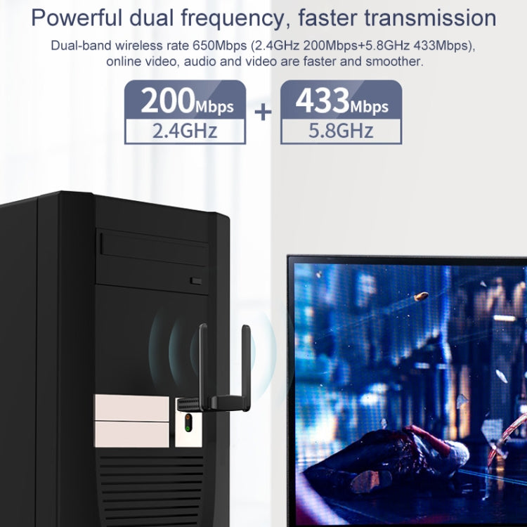 COMFAST CF-822AC 600Mbps 5G Dual-band Wifi USB Network Adapter Receiver, CF-822AC