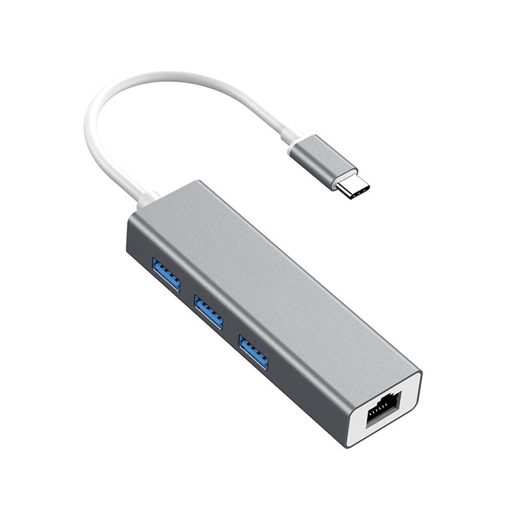 USB-C / Type-C to Fast Ethernet RJ45 & 3 x USB 3.0 Adapter Converter HUB, Fast Ethernet