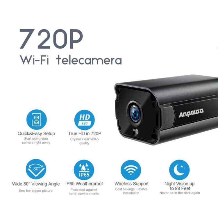 Anpwoo Paladin 720P HD WiFi IP Camera, Support Motion Detection & Infrared Night Vision & TF Card(Max 64GB)