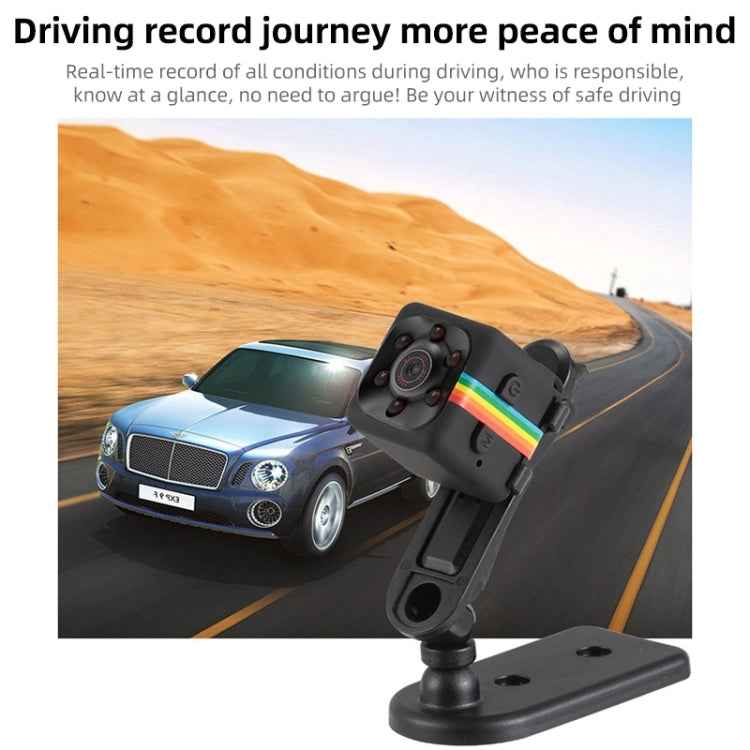 SQ11 Mini DV HD 480P 6 LEDs Sport Recorder Camera with Holder, Support Monitor Detection & IR Night Vision & TF Card