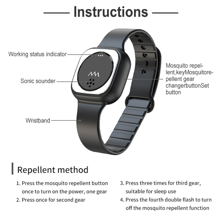 F8 Outdoor Silica Gel Mosquito Repellent Wristband, F8 (Black), F8 (White)