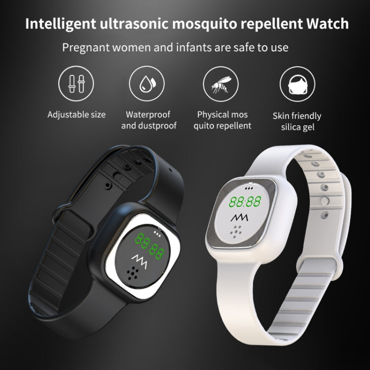 F9 Outdoor Silica Gel Mosquito Repellent Wristband with Clock, F9 (White), F9 (Black)