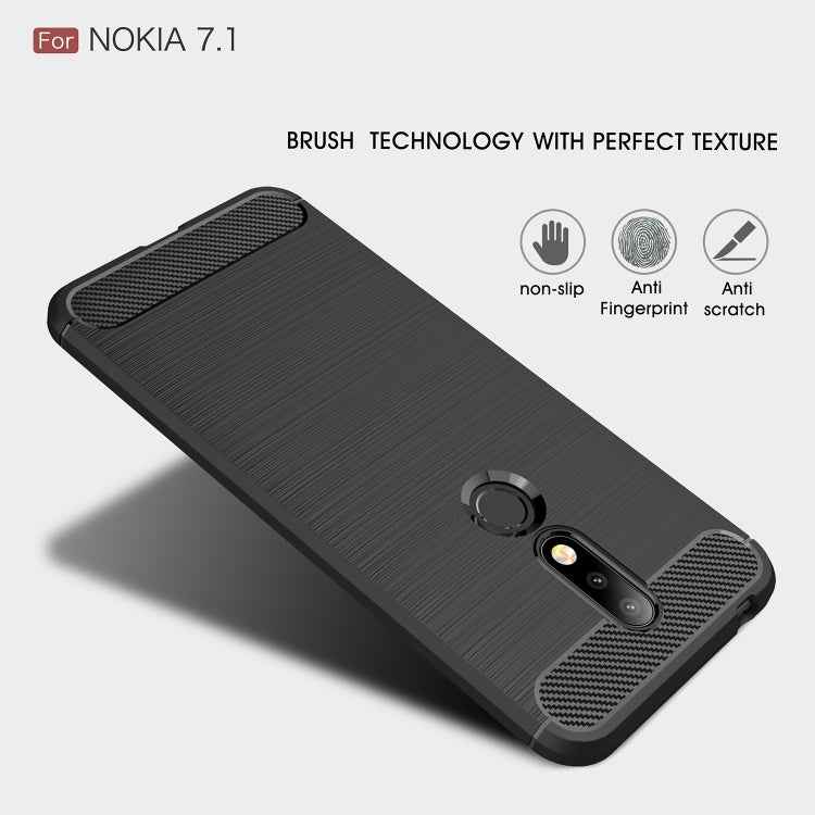 Brushed Texture Carbon Fiber Soft TPU Case for Nokia 7.1