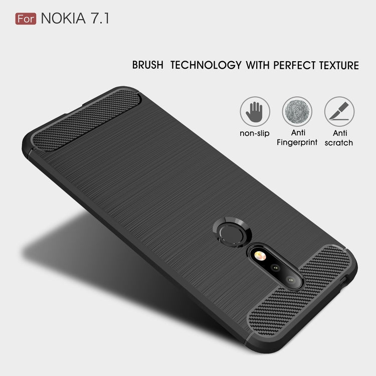 Brushed Texture Carbon Fiber Soft TPU Case for Nokia 7.1, Nokia 7.1
