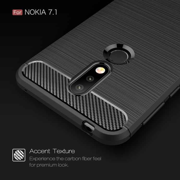 Brushed Texture Carbon Fiber Soft TPU Case for Nokia 7.1