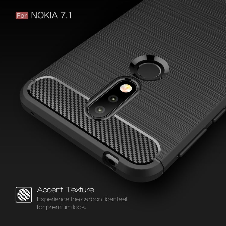Brushed Texture Carbon Fiber Soft TPU Case for Nokia 7.1, Nokia 7.1