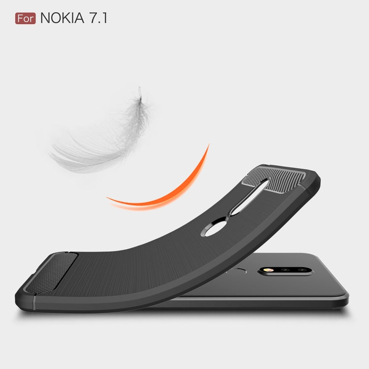 Brushed Texture Carbon Fiber Soft TPU Case for Nokia 7.1, Nokia 7.1