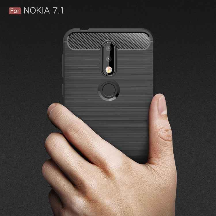 Brushed Texture Carbon Fiber Soft TPU Case for Nokia 7.1