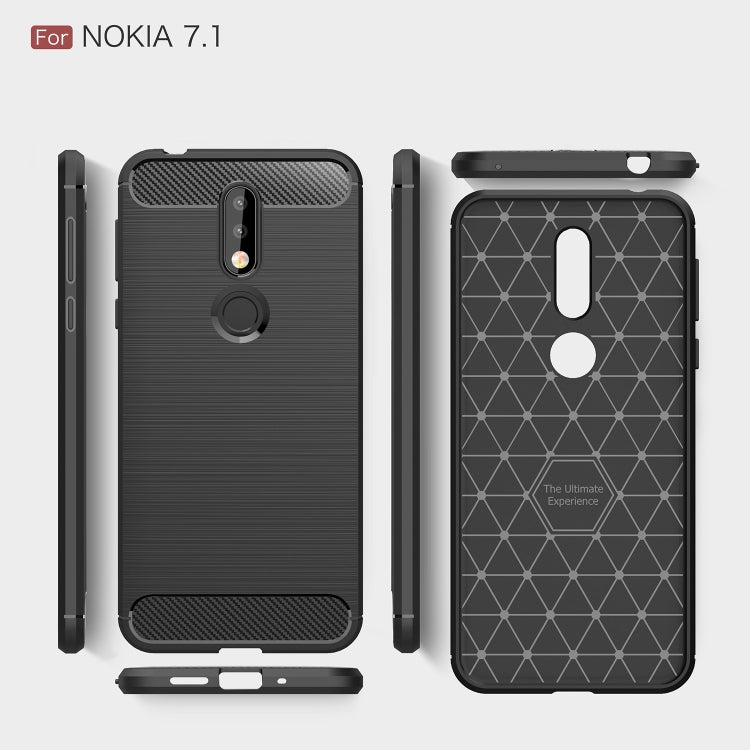 Brushed Texture Carbon Fiber Soft TPU Case for Nokia 7.1, Nokia 7.1