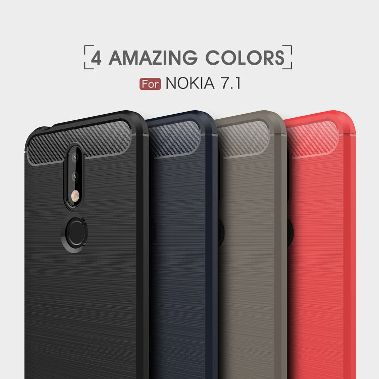 Brushed Texture Carbon Fiber Soft TPU Case for Nokia 7.1, Nokia 7.1