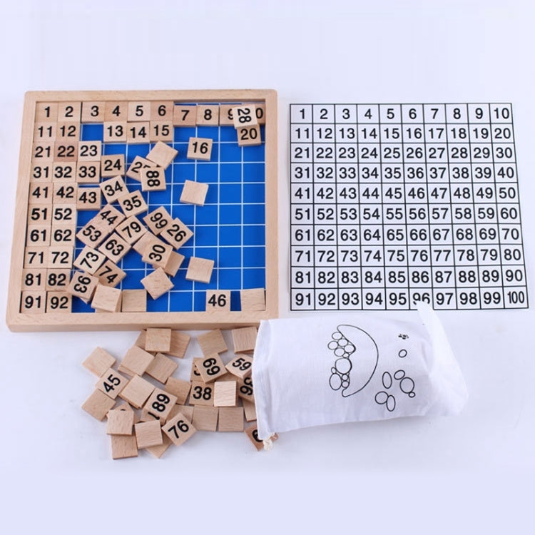 Wooden Montessori Teaching Aids Math 1 - 100 Consecutive Numbers Counting Board Plate Toy