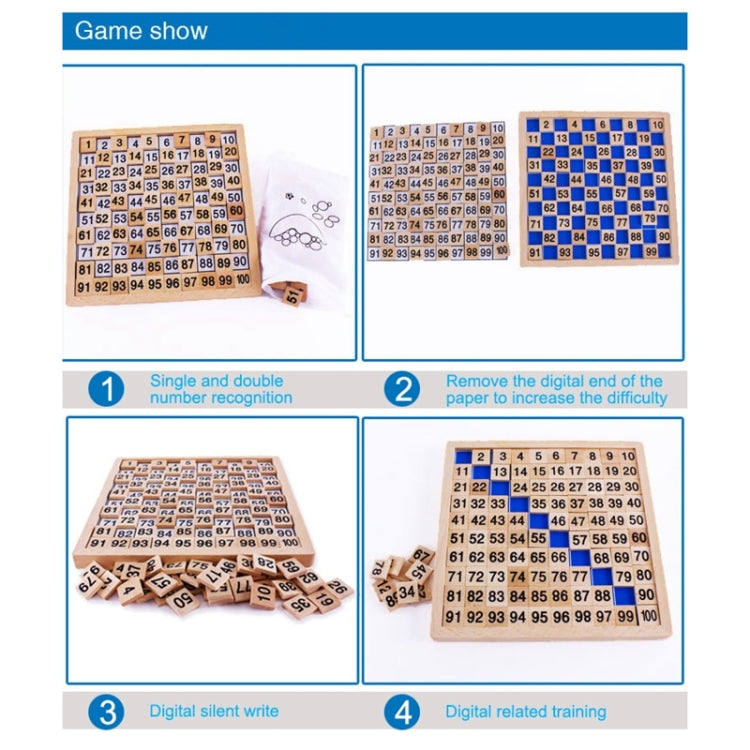 Wooden Montessori Teaching Aids Math 1 - 100 Consecutive Numbers Counting Board Plate Toy
