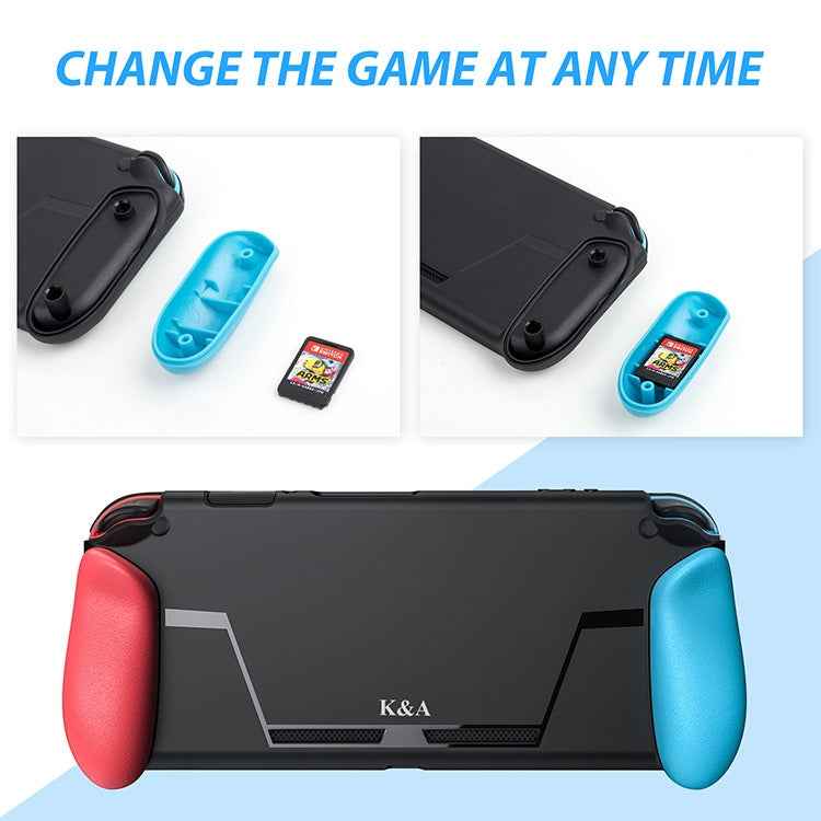 TPU Shell Handle Grip with Game Card Slot Anti-Shock Cover Silicone Case for Nintendo Switch, with Logo